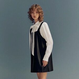 Urban Revivo faux leather pinafore dress